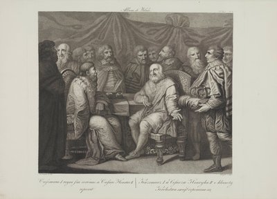 Setkání Kazimíra I. restaurátora s císařem Jindřichem III. Smuglewicz, Franciszek (1745-1807). Litografie, konec 18. stol.. Soukromá sbírka od Franciszek Smuglewicz