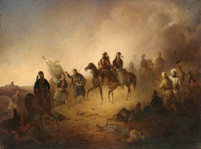 Markos Botzaris (Botsaris) (verze 1788-1823) v bitvě u Karpenisi, v noci 8. srpna od Franciszek Tomasz Tepa