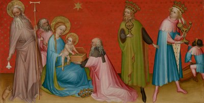 Klanění tří králů se svatým Antonínem opatem, kolem roku 1400 od Franco Flemish School