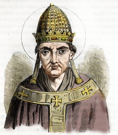 Portrét papeže Silvestra I. (Silvestre nebo Sylvester nebo Silvestro) (314-335) - Kresba z „Misteri del Vaticano“ od Franca Mistraliho od Franco Mistrali