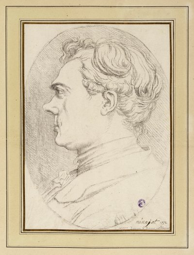 Karikaturní portrét malíře Ménageota, Řím 1772 od François-André Vincent