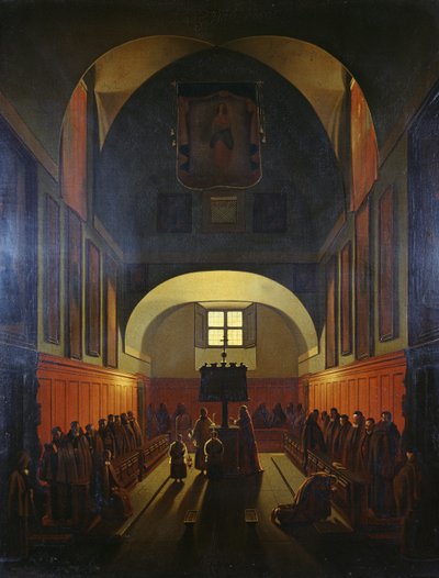 Sbor bratří kapucínů, Řím (olej na plátně) od Francois Marius Granet