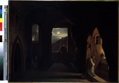 "Mniši v jeskyni" (Mniši v jeskyni) Obraz Francoise Mariuse Graneta (1775-1849) Počátek 19. století Rozměr 74,5x100 cm Muzeum Ermitáže, Petrohrad od Francois Marius Granet