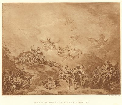 Apollo předsedá tanci a písním (rytina) od Francois (after) Boucher