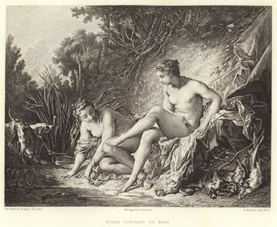Diane Leaving the Bath (rytina) od Francois (after) Boucher