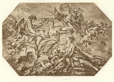 Cupid a Psyche (rytina) od Francois (after) Boucher