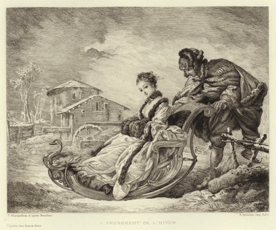 Zimní radovánky (rytina) od Francois (after) Boucher