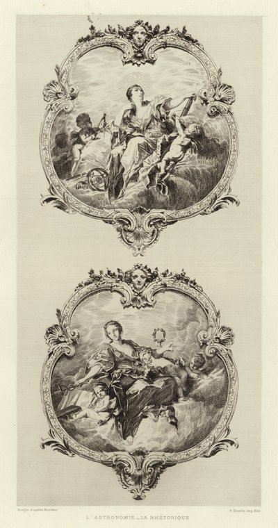 Astronomie, rétorika (rytina) od Francois (after) Boucher