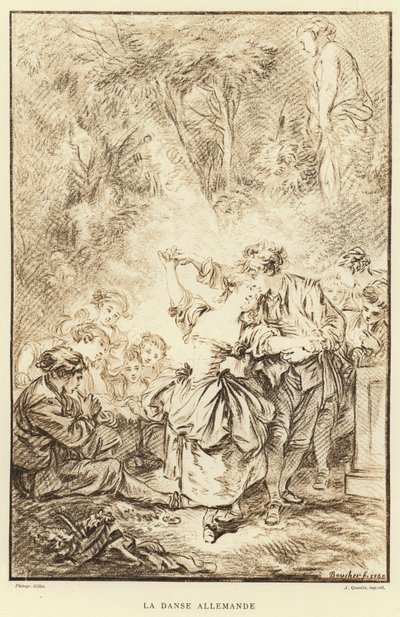 Německý tanec (rytina) od Francois (after) Boucher