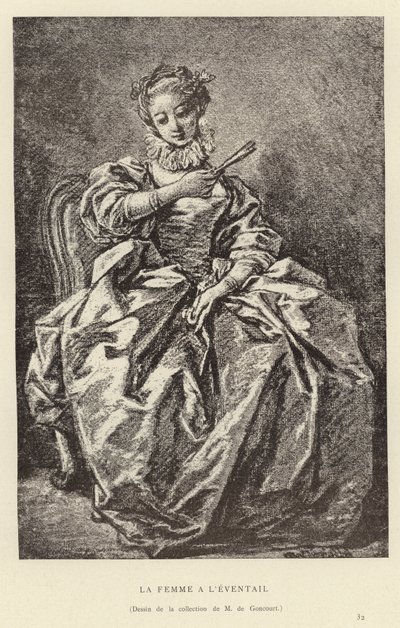 Žena s ventilátorem od Francois (after) Boucher