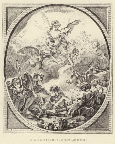 Narození Krista oznámeno pastýřům (rytina) od Francois (after) Boucher