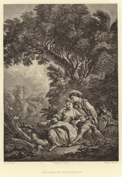 Pastorační lásky (rytina) od Francois (after) Boucher
