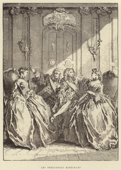 Les Precieuses Ridicules (rytina) od Francois (after) Boucher