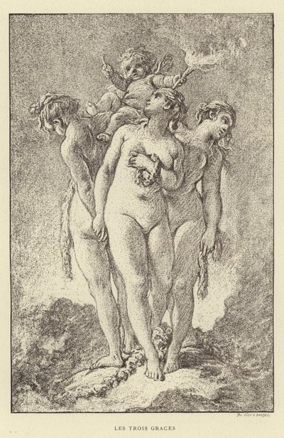 Tři Grácie (rytina) od Francois (after) Boucher