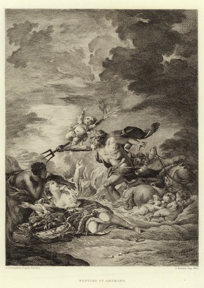 Neptun et Amymone (rytina) od Francois (after) Boucher
