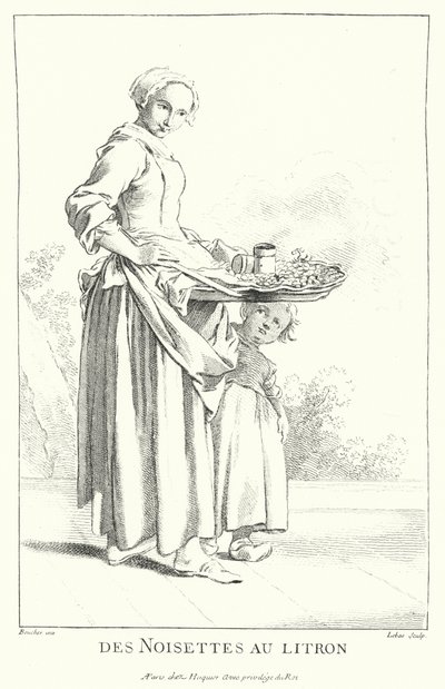 Prodejce ořechů (rytí) od Francois (after) Boucher