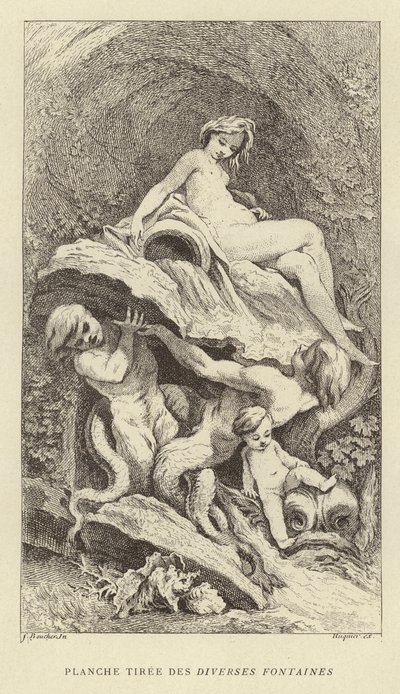 Talíř z různých fontán (rytina) od Francois (after) Boucher