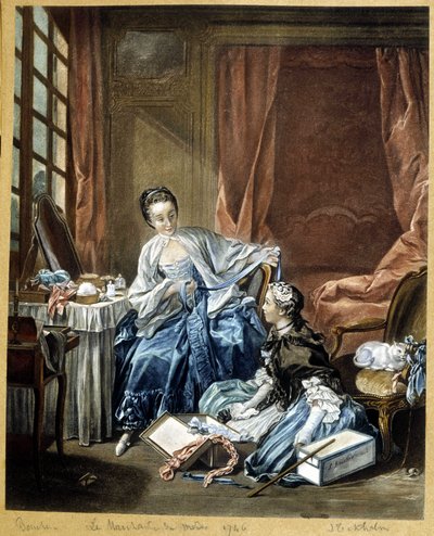 Obchodník s módou podle obrazu Bouchera od Francois (after) Boucher