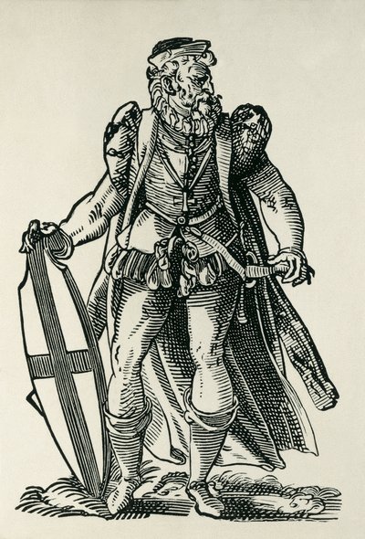Rytíř Teutonského řádu. Ilustrace k dílu "Cleri totius Romanae subiecti Ecclesiae", jehož autory jsou Francois modius a Jost Amman. Frankfurt nad Mohanem. 1585. Xylografie. FRANCIE. ILE-DE-FRANCE. Paříž. Národní knihovna od Francois & Amman Jost (1539 91) Modius