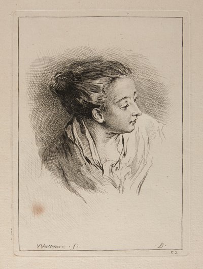 Busta ženy s vlasy staženými dozadu od François Boucher