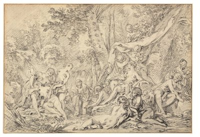 Diana a Callisto (černá křída na papíře) od François Boucher
