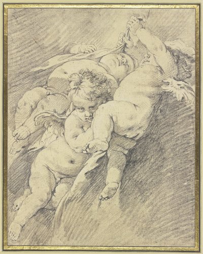 Tři andělé vznášející se ve vzduchu od François Boucher