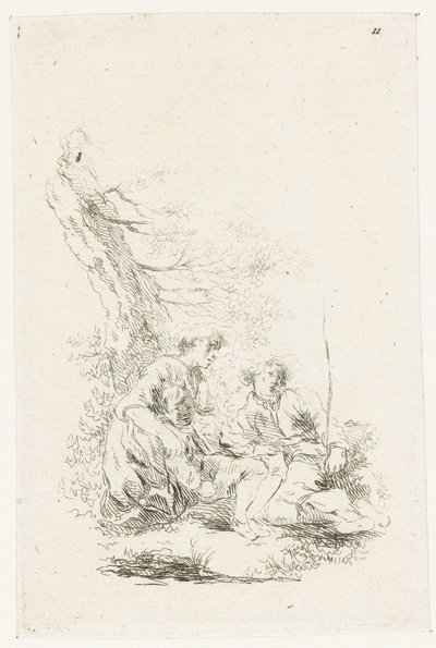 Tři osoby sedící u stromu od François Boucher