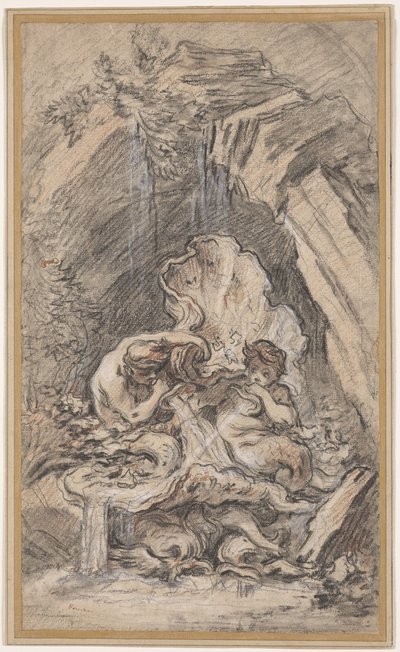 Fontána se dvěma Tritony foukajícími lasturami od François Boucher