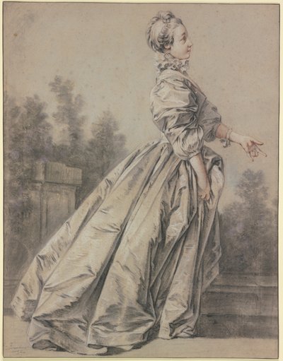 Žena v profilu, kráčející doprava od François Boucher