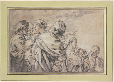 Skupina polofigur představující muže a ženy s dětmi od François Boucher