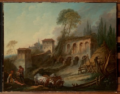 Imaginární krajina s Palatinským kopcem z Campo Vaccino od François Boucher