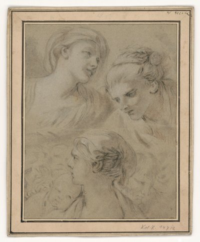 Studie obličeje, které ilustrativně znázorňují různé emoce od François Boucher