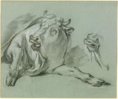 Ležící býk. Studie k obrazu „Únos Evropy“ v Musée du Louvre v Paříži od François Boucher