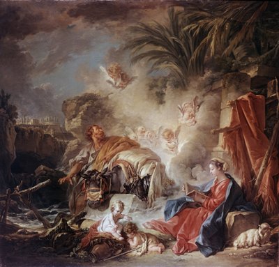 ""Odpočinek na útěku do Egypta"" (Odpočinek na útěku do Egypta) Obraz Francoise Bouchera (1703-1770) 1757 Ermitážní muzeum, Petrohrad od François Boucher