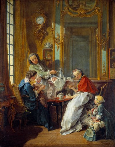 Obědová scéna v buržoazním interiéru. Obraz Francoise Bouchera (1703-1770) 1739 Ne. 0,81 x 0,65 m od François Boucher