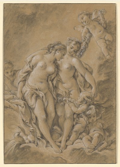 Nymfy a amorci od François Boucher