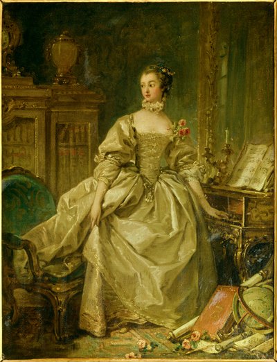 Celovečerní portrét Jeanne Antoinette Poisson, markýza de Pompadour (známá jako Madame de Pompadour od François Boucher