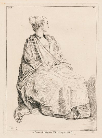 Sedící žena obrácená doprava od François Boucher