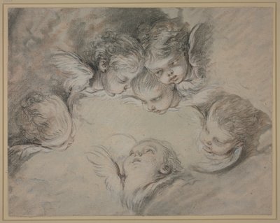 Šest andělských hlav v oblacích od François Boucher