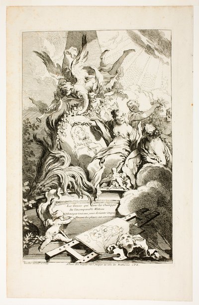 Grácie na Watteauově hrobce od François Boucher