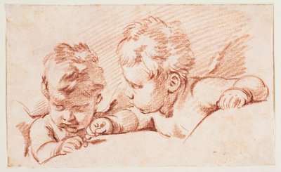 Dva putti. Návrh na dveřní díl v Amalienborgu od François Boucher