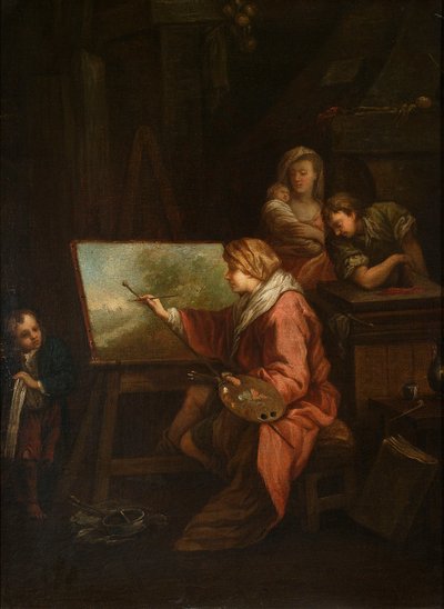 V ateliéru malíře („Krajinář“ nebo „Malíř u svého malířského stojanu“) od François Boucher