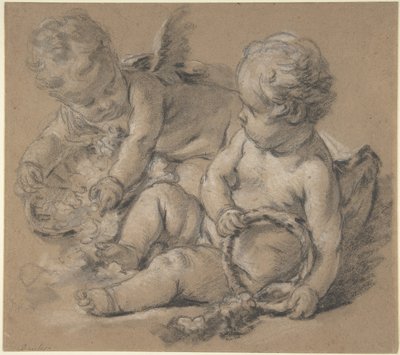 Okřídlení putti s květinami od François Boucher