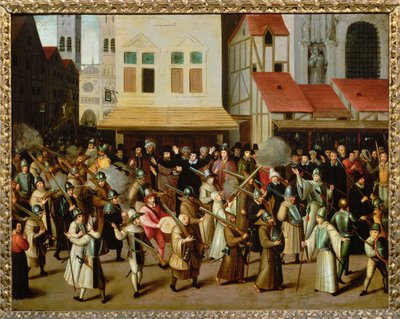 Průvod Katolické ligy na náměstí Place de Grevein v Paříži od Francois Bunel