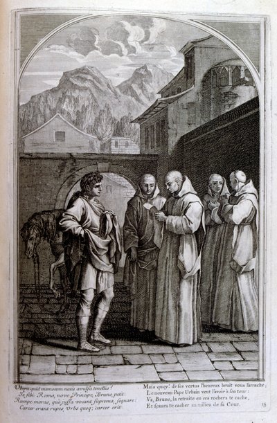 Rytina Francoise Chauveaua 1680 „Život svatého Bruna“, zakladatel řádu Chartreux od Francois Chauveau