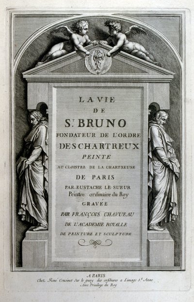 Rytina Francoise Chauveaua 1680 „Život svatého Bruna“, zakladatel řádu Chartreux od Francois Chauveau