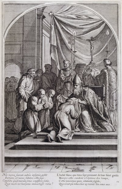 Ilustrace ze „Života sv. Bruna, zakladatele řádu Chartreux“ Paříž 1660. podle obrazů Eustache Le Sueur a rytiny Fran Sois Chauveau ©UIG/Leemage od Francois Chauveau