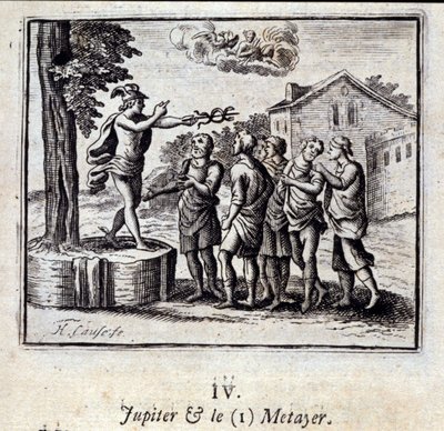 Jupiter a Metayer. Bajky Jean de La Fontaine (1621-95). Ilustrace François Chauveau (1613-1676). Vydání z roku 1728. od Francois Chauveau