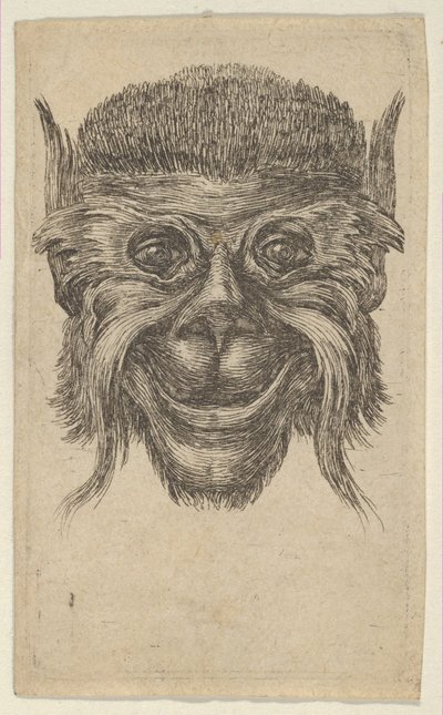 Opičí maska, od Divers Masques, ca. 1635-45. od Francois Chauveau