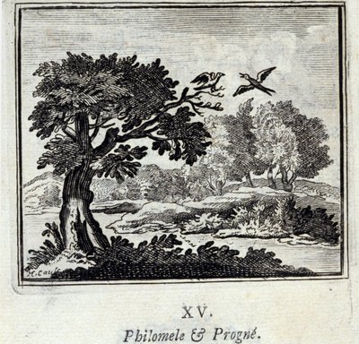 Philomele a Progne. Bajky Jean de La Fontaine (1621-95). Ilustrace François Chauveau (1613-1676). Vydání z roku 1728. od Francois Chauveau